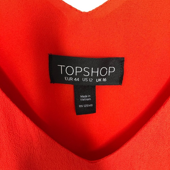 TopShop Red/ Orange V-neck Slip Dress Size 12 - Picture 6 of 6